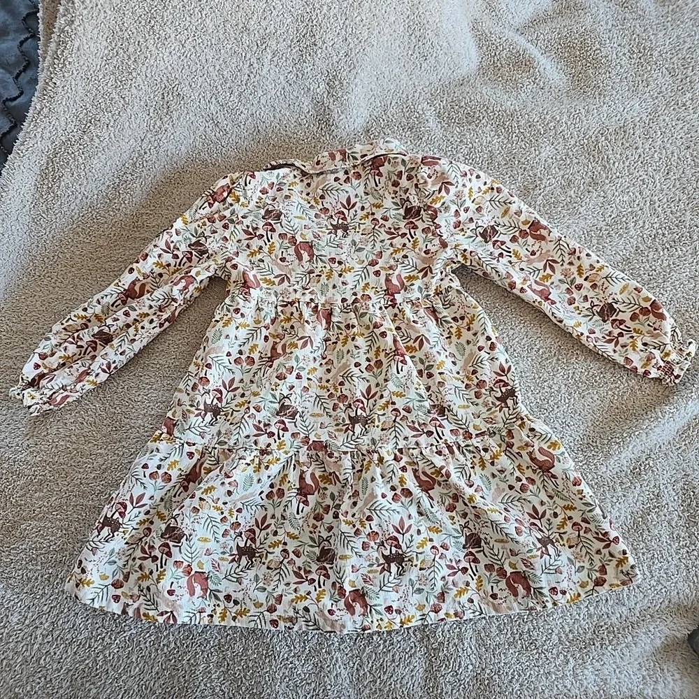 Happily Grey Kids 3T Girls Dress Deer Mushroom Nature Long Sleeve Corduroy